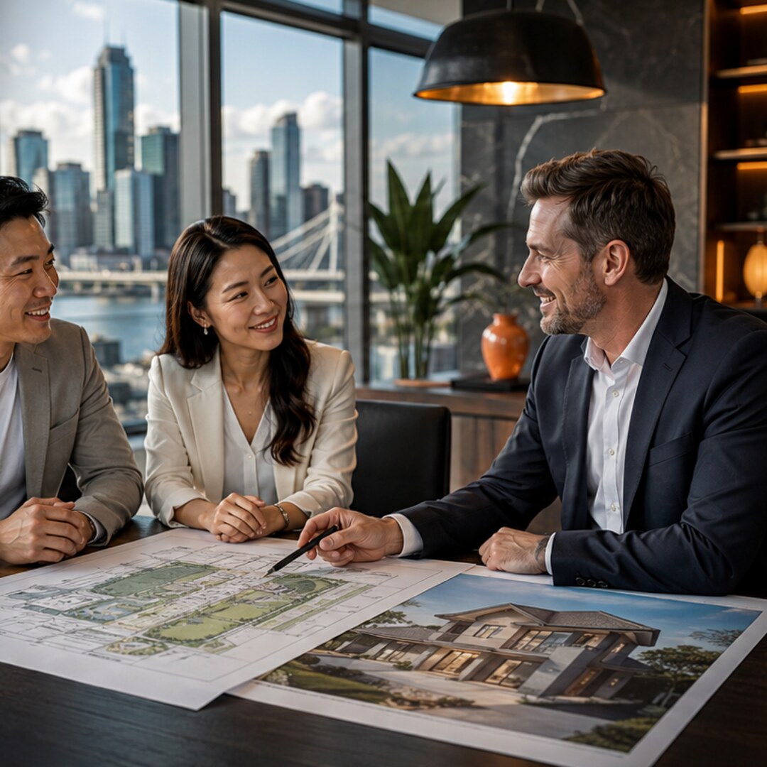 Investors reviewing a property plan